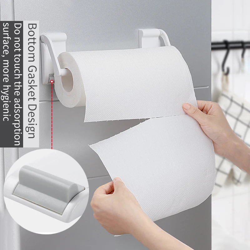 Magnetic Paper Towel Holder Wall Mounted Kitchen Fridge Adjustable Towel  Paper Roll Racks Plastic Toilet Paper Storage Shelves - AliExpress