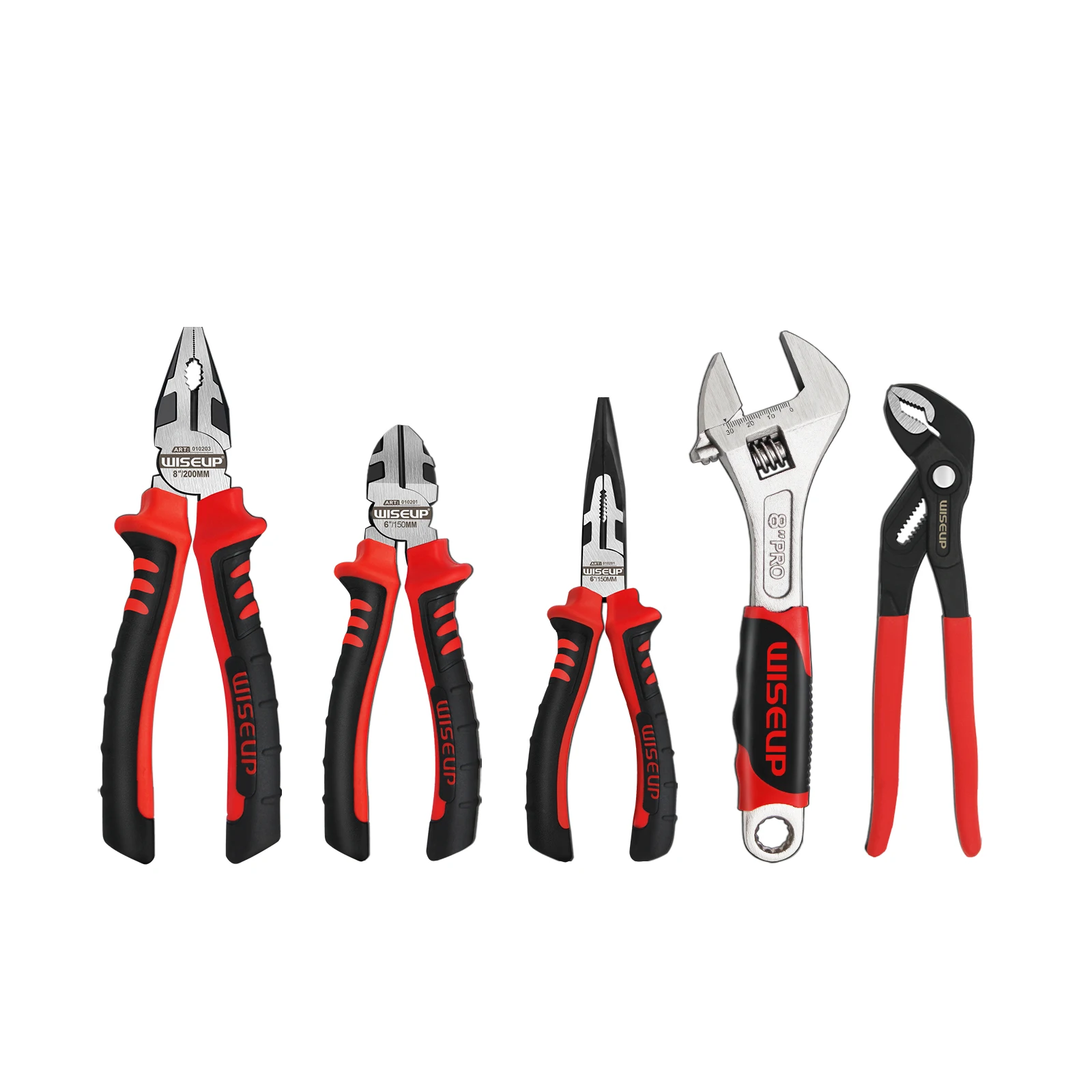 WISEUP5PcsHandToolSetIncloudPliersAdjustableWrenchWireCutter