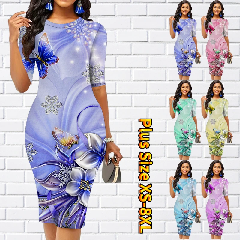 Zomer Vintage Party Mode Jurk Nieuwe Ontwerp Printing Half Mouwen Rok ...