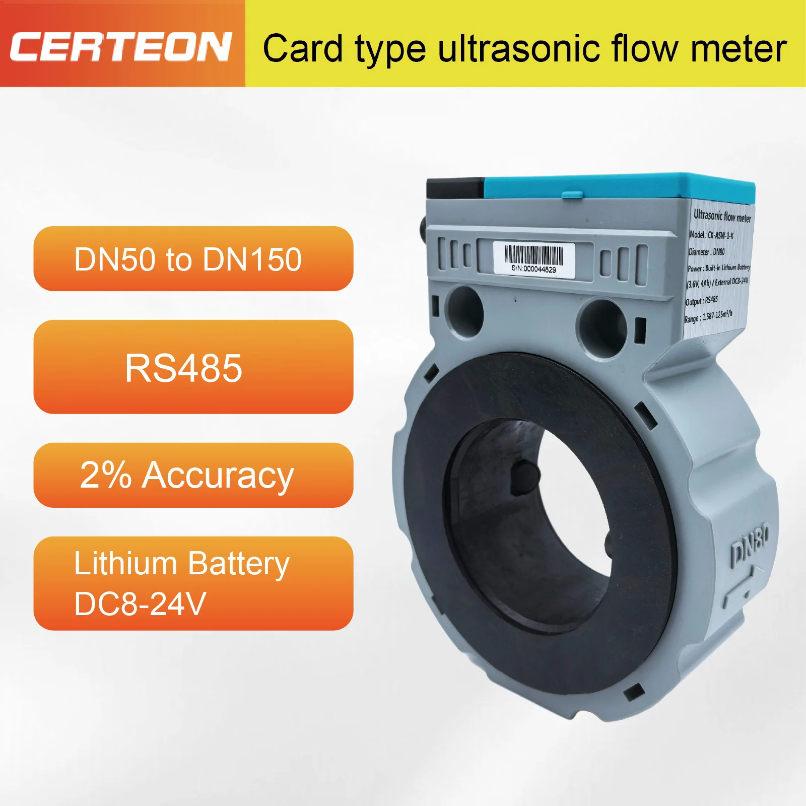 Ultrasonic Water Meter ASW-1-K DN50 DN65 DN80 DN100 Smart Digital Flow Meter Battery Powered IP68 Waterproof Remote Monitoring flow meter water flow meter turbine flow meter digital turbine flow meter