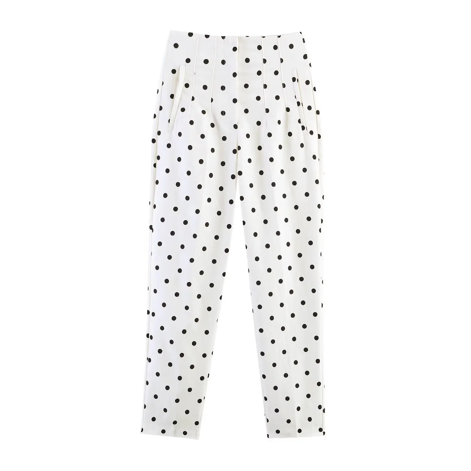 NLZGMSJ 2026 Frühling Damen Polka Dot Hose Hochgeschnittene Hose mit Naht Streetwear Damen Knöchellange Hose Bürokleidung – Detail 2