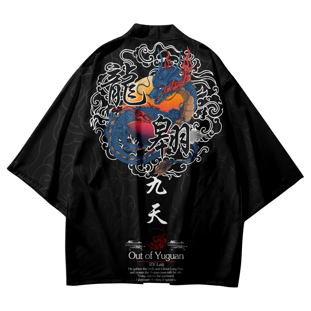 

Chinese Anime Dragon Print Kimono Traditional Clothing for Women and Men Haori Plus Size 4XL 5XL 6XL