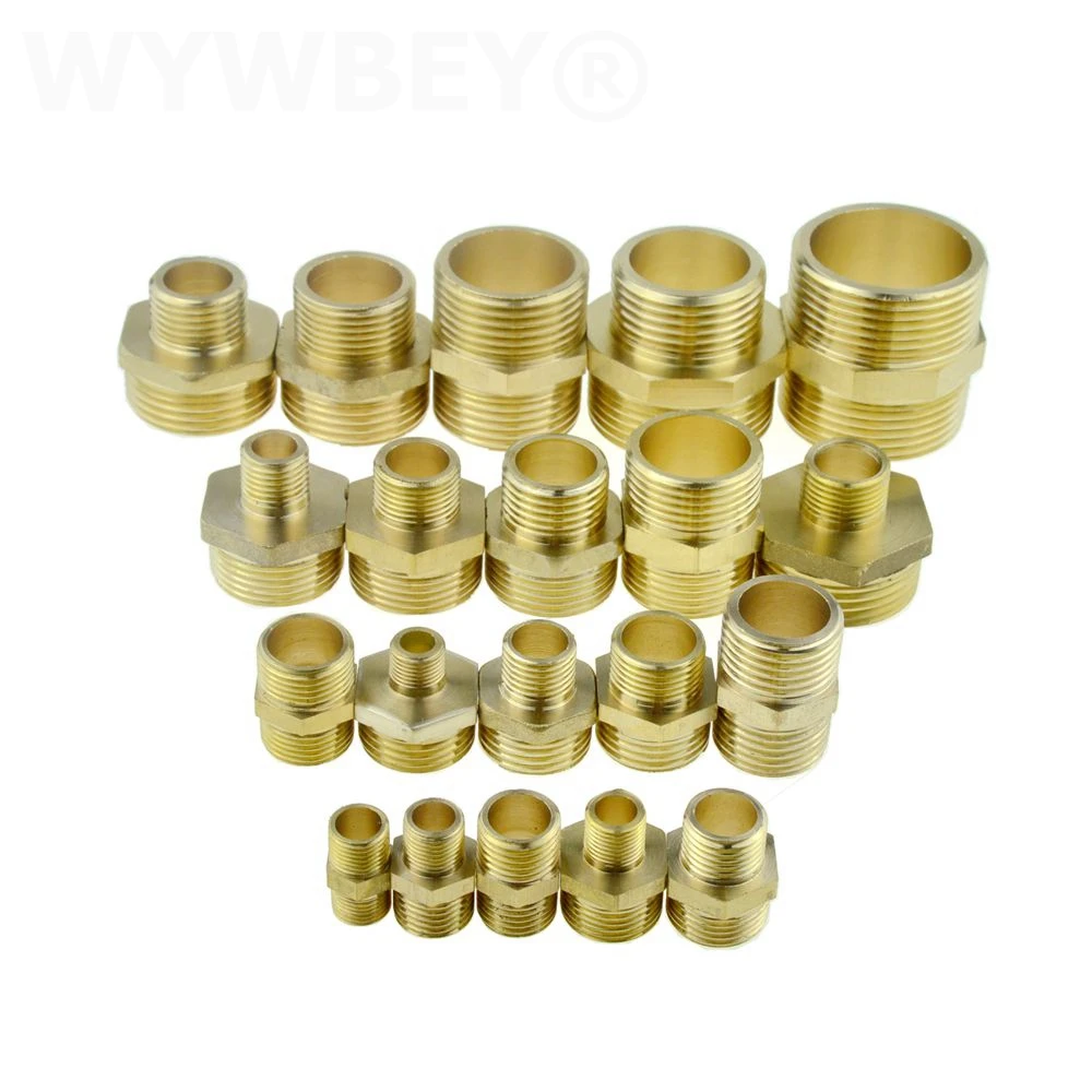 Brass Hex Nipple Pipe Fitting Copper Adapter 1/8 1/4 3/8 1/2 3/4 Male Equal Reducing Coupler Connector Water Gas Plumbing Joint |