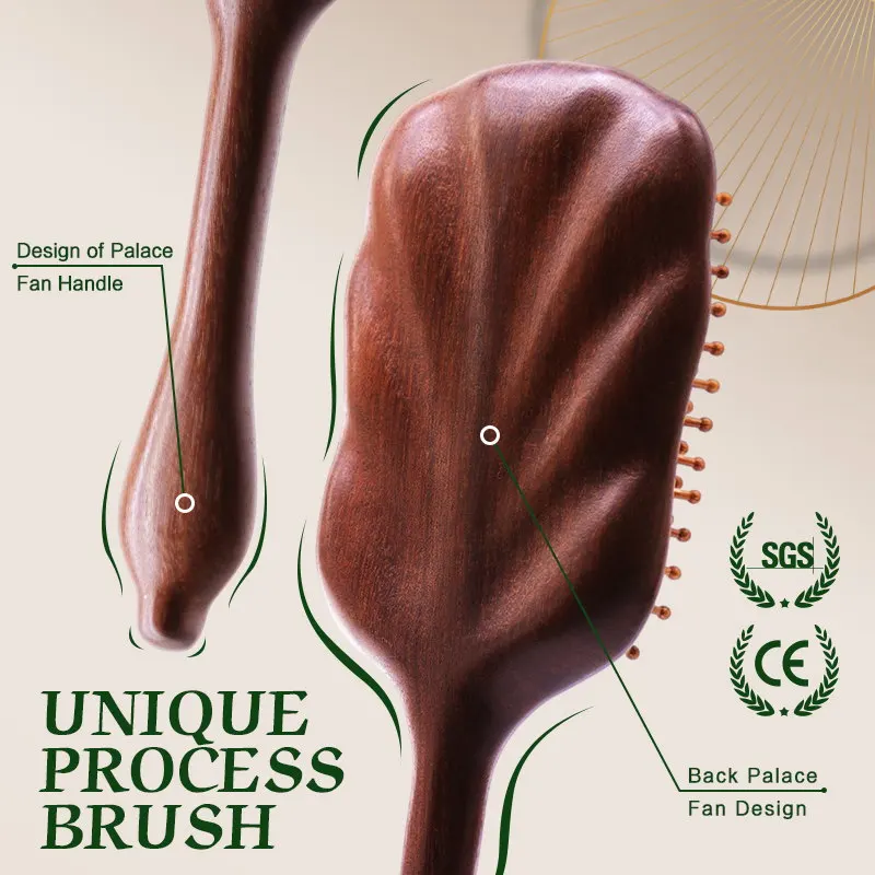 Hair Brush Luxurious Sandalwood Hair Brush Women Wide Teeth Paddle Wooden Comb for Hair Massage Scalp Brosse Cheveux