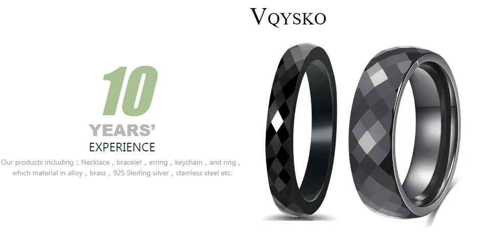 VQYSKO Trendy Black & White Color Cutting Ceramics Rings Jewelry Classic Wedding Engagement Rings For Women Anneaux Anillos