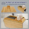 Sofa Tray Bamboo with Wood Remote Control Holder Folding Anti Slip Couch Armrest Cup Holder Detachable for Couch Storage 4