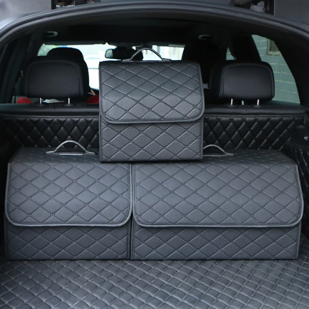 Auto Lagerung Box Große Kapazität Kofferraum Organizer Tasche Auto Werkzeuge Verstauen Aufräumen Leder Falten Für Notfall Lagerung Box – Detail 1