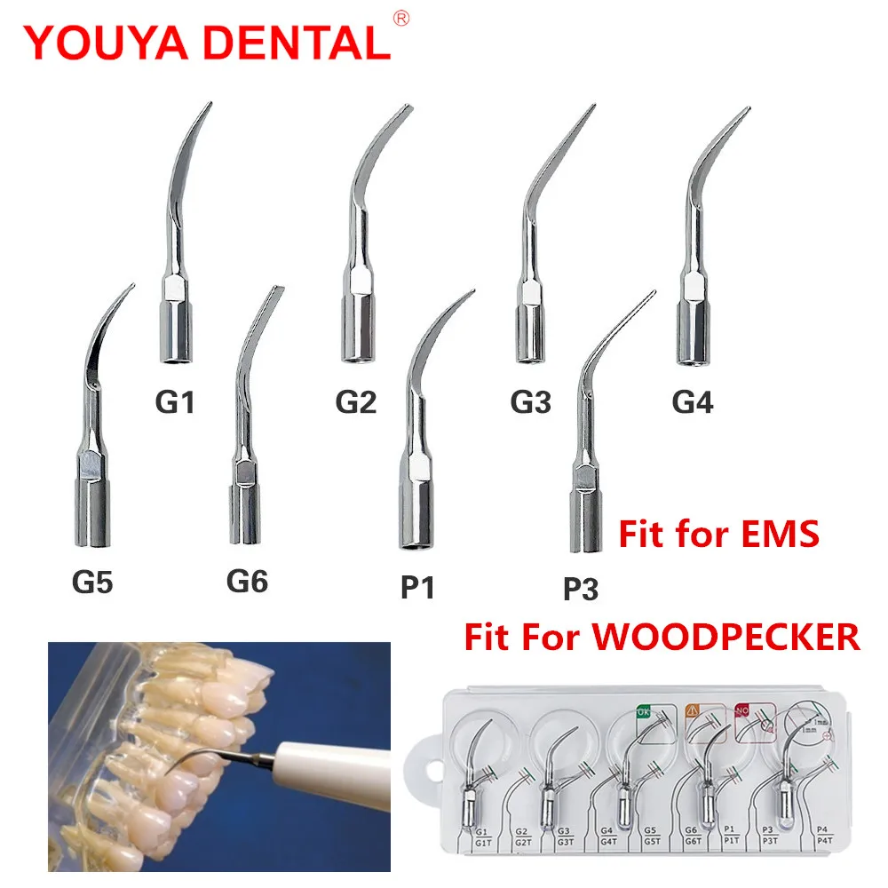 

10pcs Dental Ultrasonic Scaler Tips G1 G2 G3 G4 G5 G6 P1 P3 Dentistry Scaling Tips Kit Fit For EMS WOODPECKER Scaler Accessories