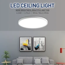 

Ultra-thin 1cm Led Ceiling Lamps Easy Installation Ceiling Light Panel Light For Bedroom Cold Warm White 6/9/13/18/24W AC85-265V