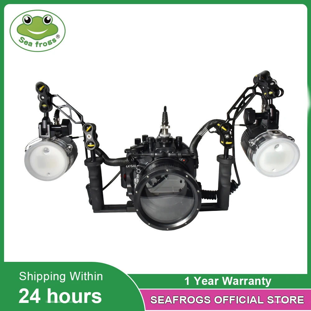 Seafrogs 수중 카메라 다이빙 하우징, 알루미늄 합금 트레이, 플래시 스트로브 돔 포트,  A7SIII 다이빙 장비