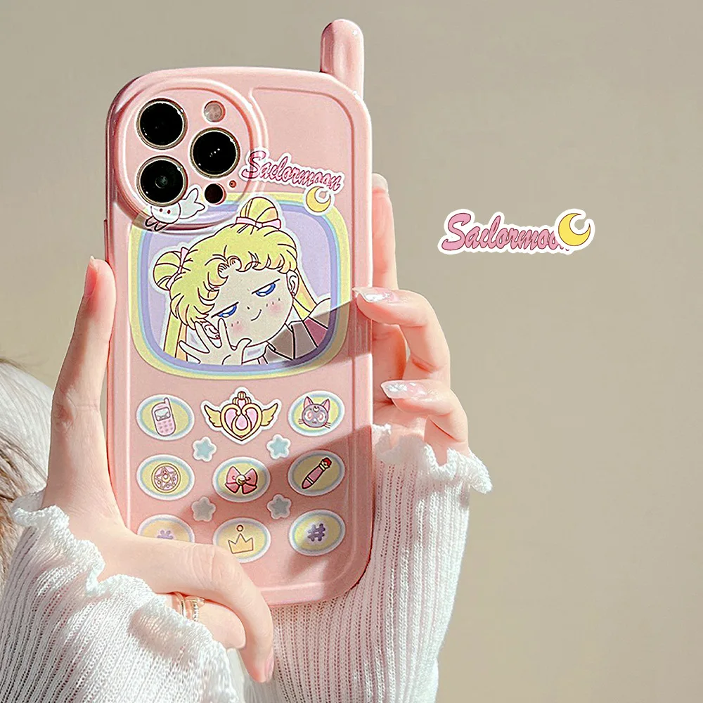Anime Sailor Moon Pink Kawaii Sweet Girls Custodia Per Telefono Cartoon Per Iphone 15 14 13 12 11 Pro Max 14 15 Plus Custodia Cute Retro Cover