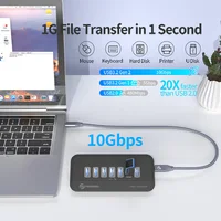 PHIXERO 7 Ports USB HUB 3.2 Docking Station Hub Type C 10Gbps Splitter Switch Dock Multi Port SD Card Socket for Macbook Laptop 2