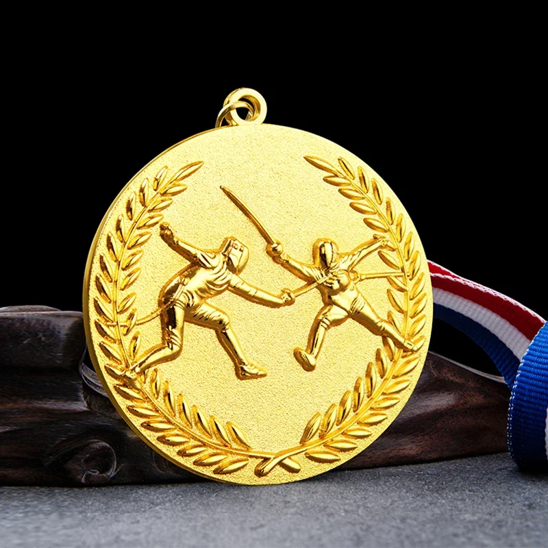 Metal Fencing Relief Medals, Sports Awards Souvenir Martial Arts, School Company Competition Creative Hang your neck Medal, 2Pcs