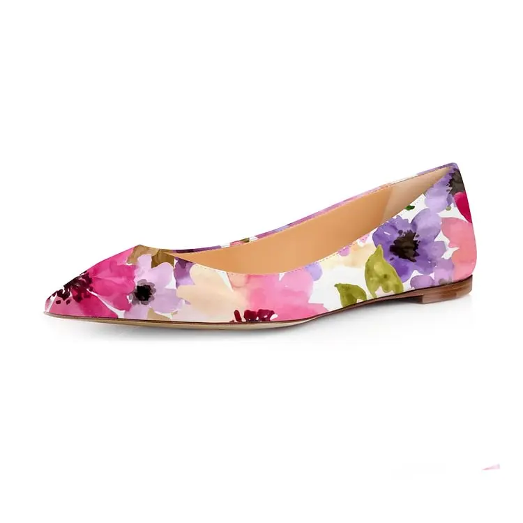 

Women's Colorful Floral Print Pointed Toe Comfortable Flats