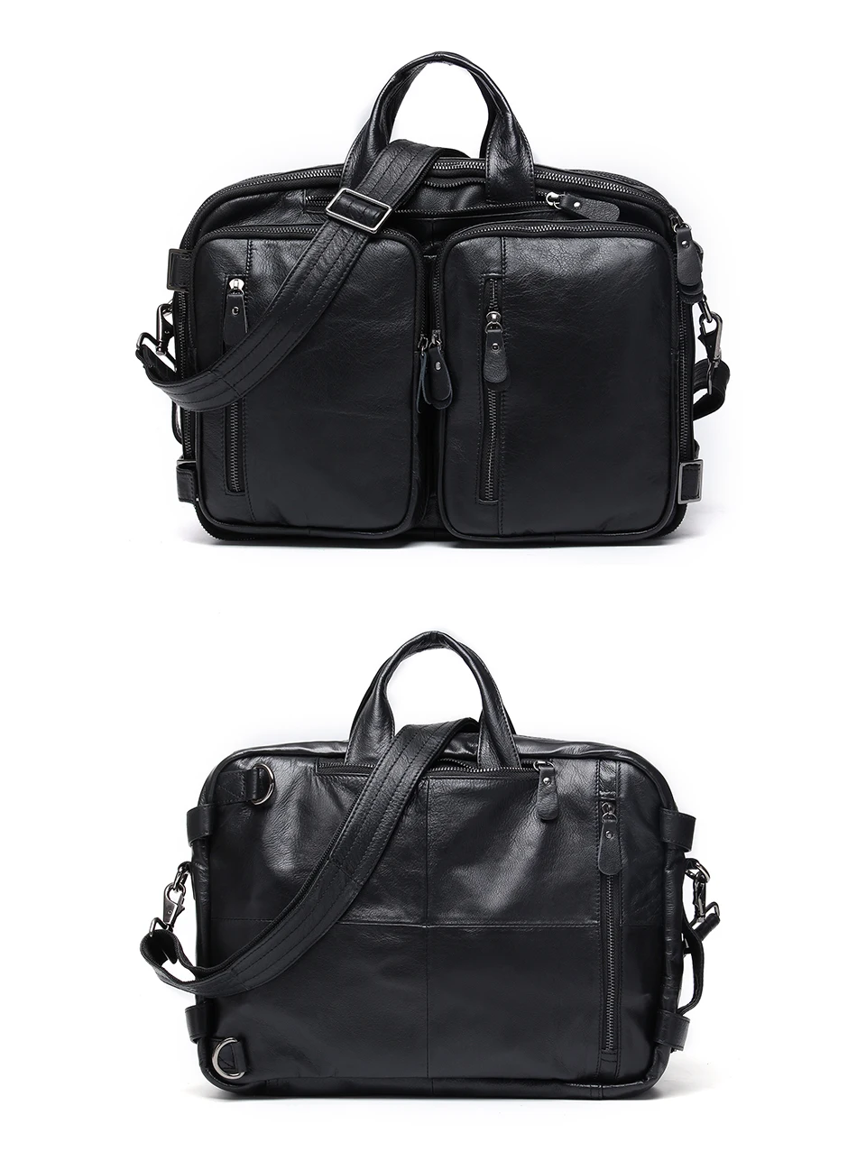 Genuine Leather Briefcase Backpack Convertible 15.6 Inches