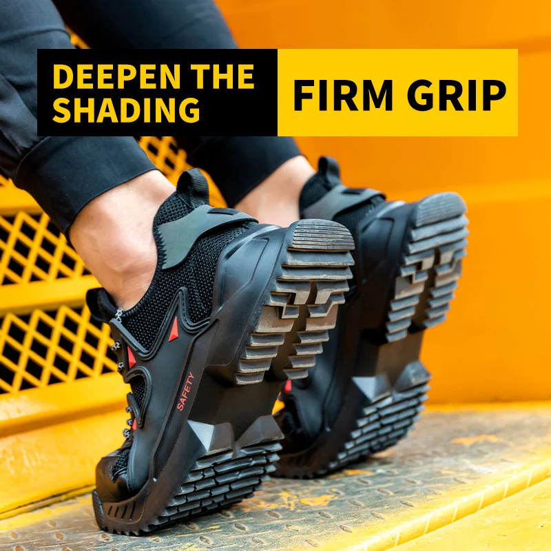 Men's safety work shoes, steel head structure sports shoes, breathable, lightweight and indestructible