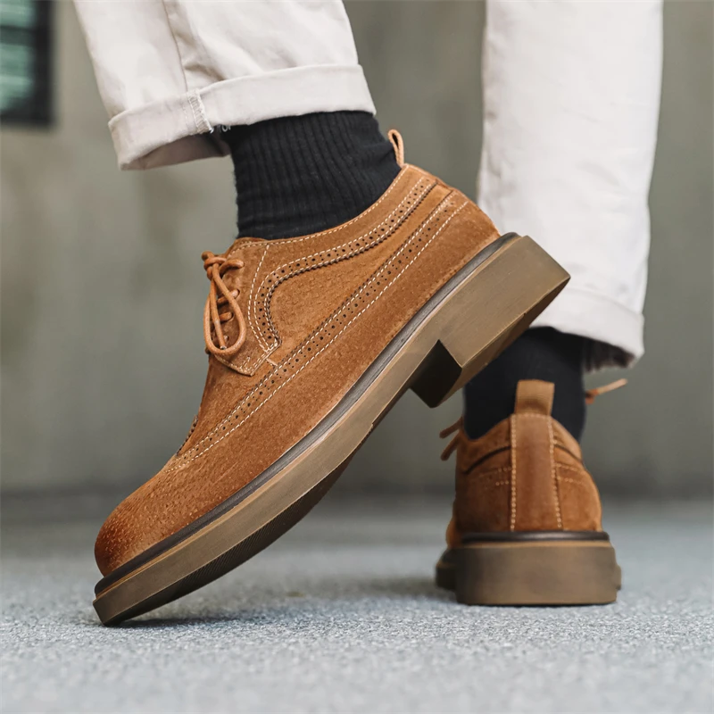 Brogue Thick soled men's shoes Fashionable British style Outdoor leisure business party Daily office youth men's quality shoes