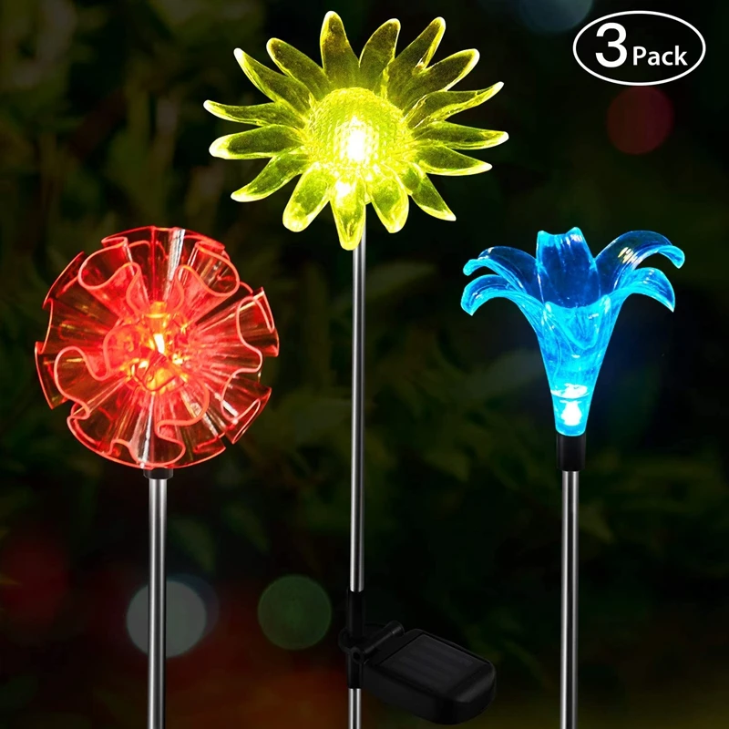 

3 Pack Solar Garden Stake Light Solar Garden Light Outdoor Multi Color Changing For Yard Patio Lawn Landscape Pathway Xmas Decor