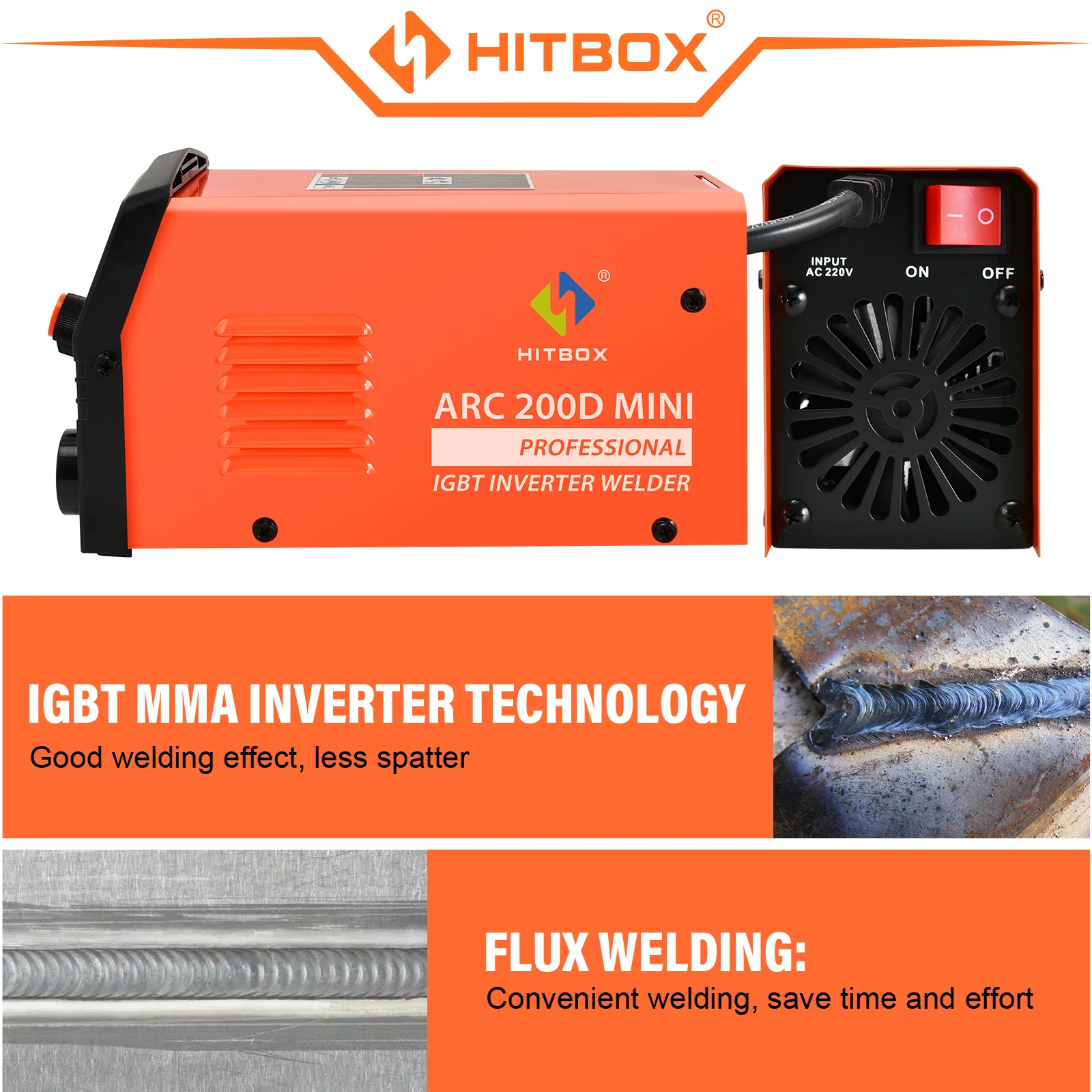 HITBOX 2 IN 1 ARC Tig Welding Machine, 220V 140A Stick Welder with Synergic Control, Mini Welder with LCD Digital Display 4