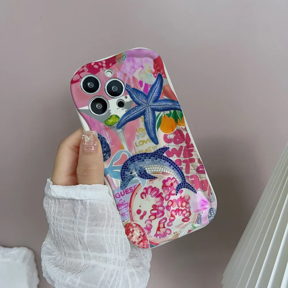 Cute Seashell Ocean Life Theme Wavy Edge Phone Case