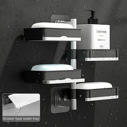 Soap Holder No Punching Rotatable 2/3/4 Layers Soap Box Container Toilet Bathroom Wall Mounted Soap Holder Bathroom Storage Box