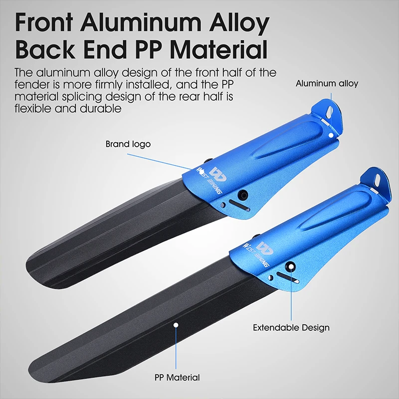WEST BIKING Bicycle Fender Aluminum Alloy Mudguard Wings Mud Splashing Prevention Bracket Bicycle Parts for 14-20 Inch MTB Bike