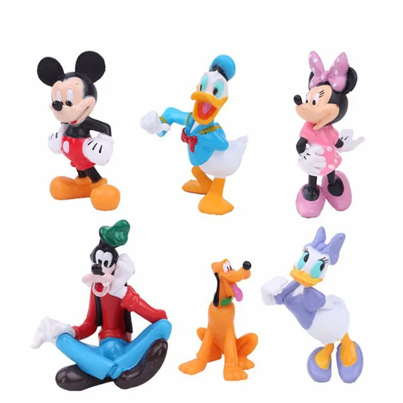 

6pcs/set Disney Action Figure Toys Mickey Mouse Minnie Mouse Models Birthday Party Cake Decorated PVC Anime Figures Kids Toy