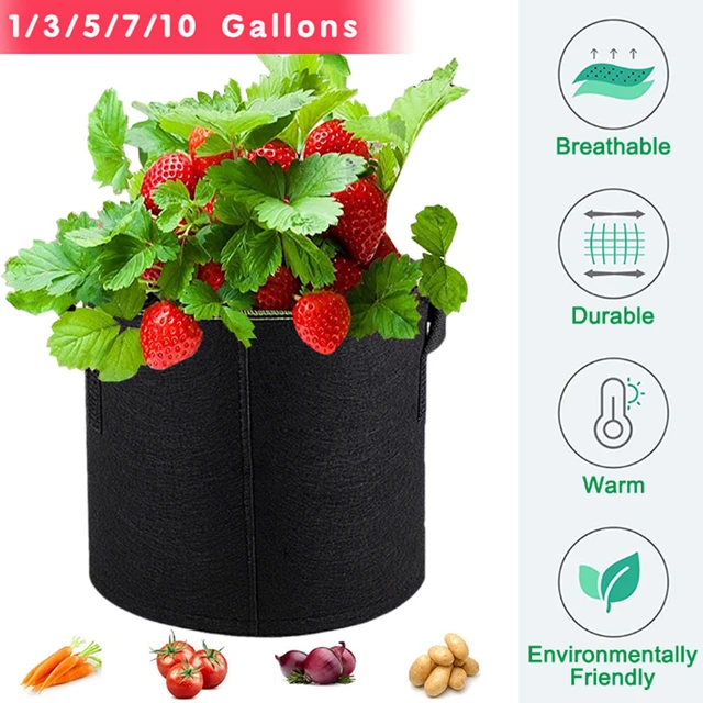 Grow Bags, Strawberry Planter Bags With Handles, Heavy Duty Fabric