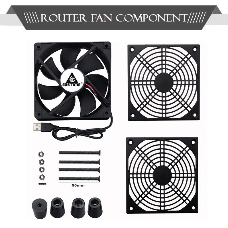Gdstime-tv Box Cooler com Dupla Bola Usb dc 5v 80 mm 92 mm com Controlador e Rede de Proteção Ventilador de Refrigeração Desktop 120 mm 140 mm Diy - Imagem 6