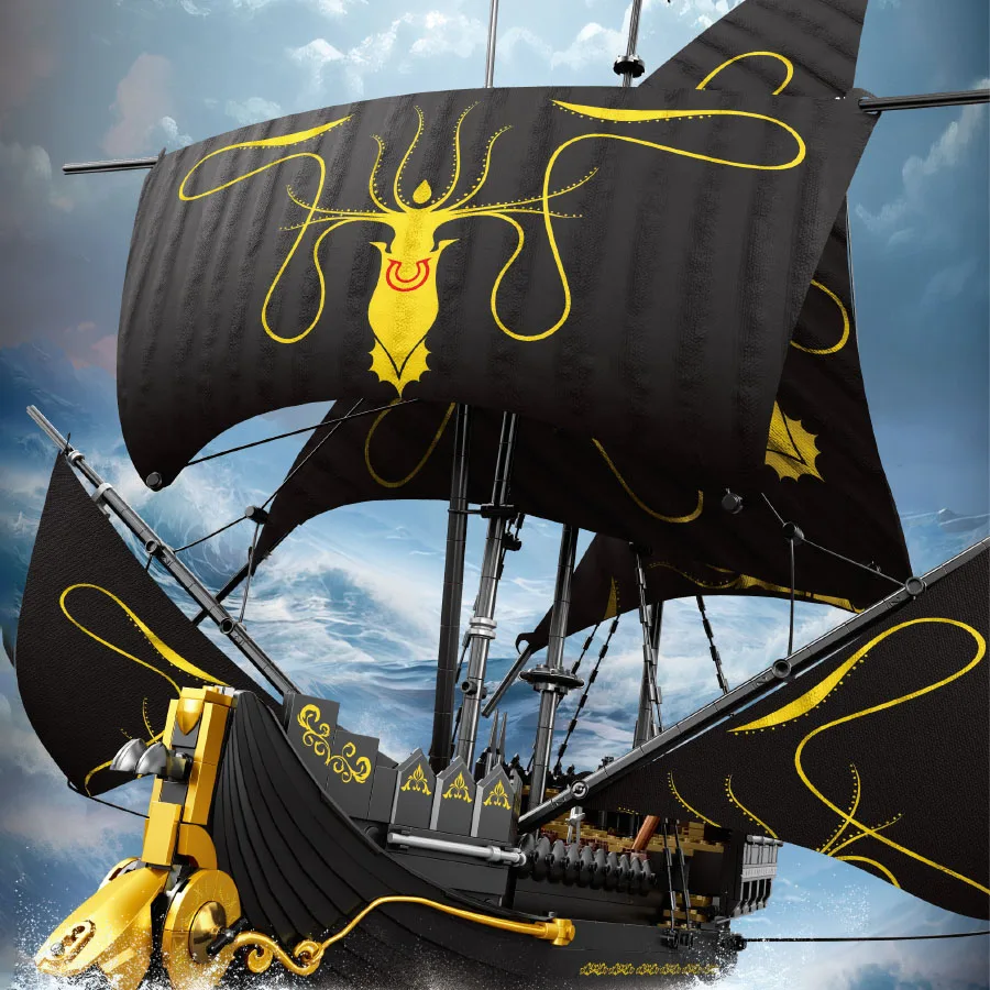 1560 Pz La Nave Del Silenzio Del Modello Medievale Building Block Moc Grandi Navi Pirata Assemblaggio Puzzle Giocattoli Set Per Adulti Bambini Regali