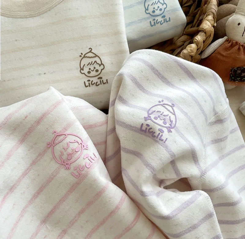Cute Kids Pajamas Set Autumn Stripe Leisure Clothes