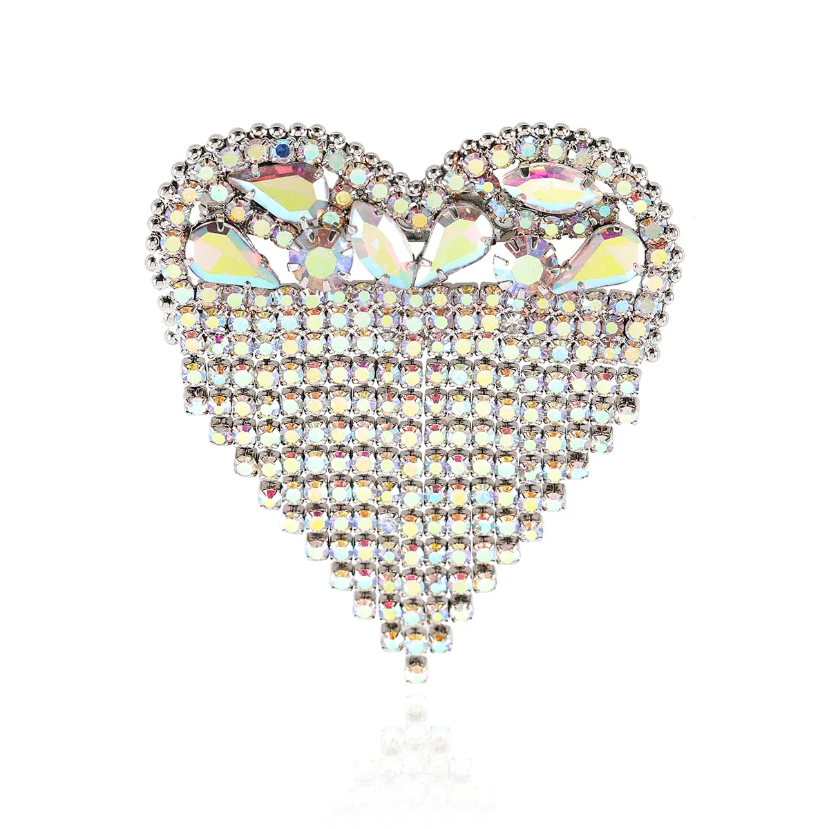 

Rhinestone Love Brooches for Women Unisex Couple 9-color Tassel Heart Pins Valentine's Day Friend Gifts Accessories