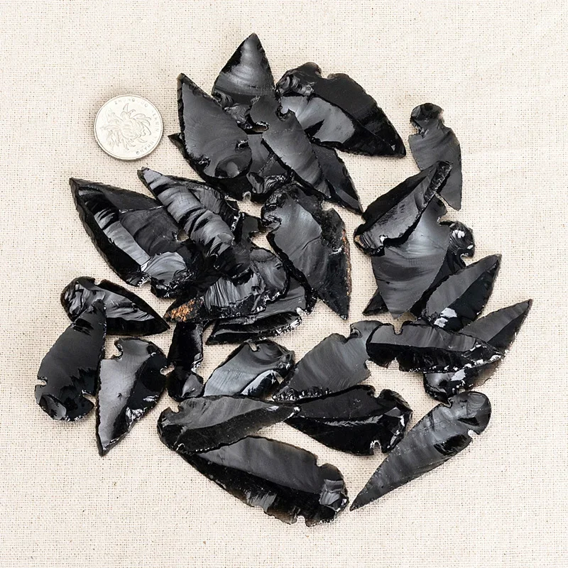 3PCS Natural Arrow Obsidian Quartz Material Evil Spirit Crystal Home Decor Reiki Healing Energy Stone DIY Jewelry Making