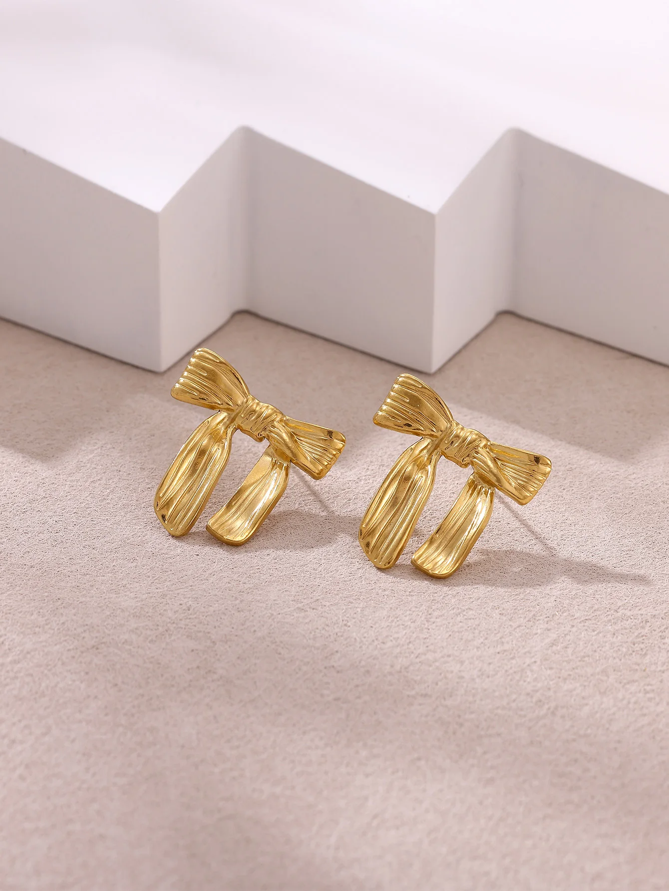 Bowknot Earring Geometric Color Stainless