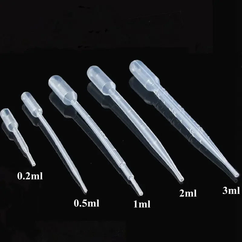 98pcs/Pack 1ML/2ML/3ML 5ml Pipettes Disposable Plastic Graduated Pasteur Pipette Dropper Polyethylene 0.2/0.5ml available disposable pipettes