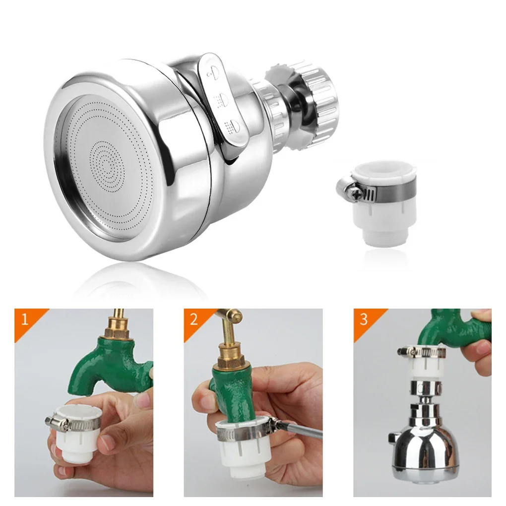 

360 Degree Rotating Nozzle For Mixer Tap 3 Modes Pressurized Adapter Tap Adjustable High Pressure Nozzle Kitchen Filter