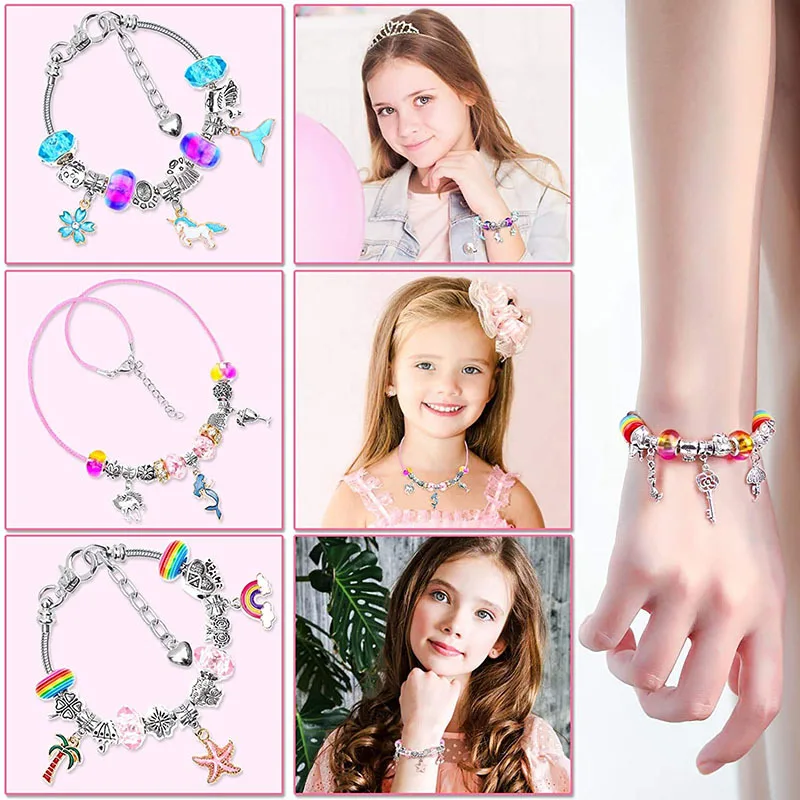 Diy Kit to Make Bracelets for Girls Handmade Beads Bracelets Necklace Set, Christmas Gifts Beads for Jewelry Making Set Box