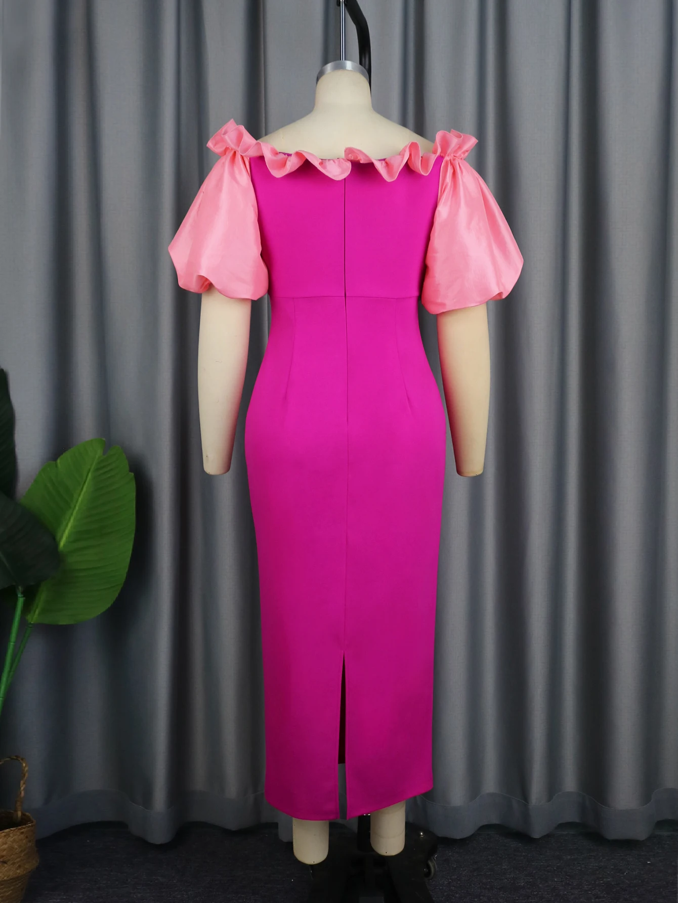 Rose Cold Shoulder Dresses for Women Short Puff Sleeve Patchwork Ruffles  Ankle-Length Celebrate Birthday Wedding Guest Gowns - AliExpress 200000345