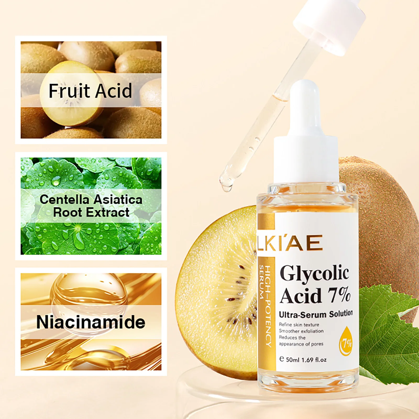 LKIAE Glycolic Acid Brightening Skin Care Set, Reduce Dark Spots, Unclog Pores, Clean Skin, Whitening Kit For All Skin Types