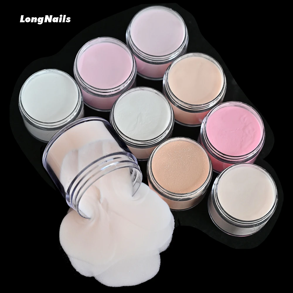 50g 2oz/Bottle Nude Acrylic Nail Powder 20 Colors White Pink Clear Extension Builder Carving Sculptured Powder Polymer Art Dust