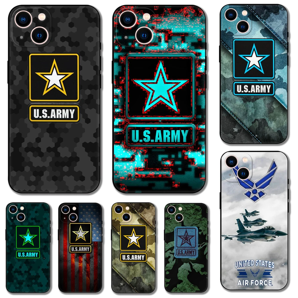 Custodia Per Telefono Air Force Per Iphone 14 13 Plus Pro Max Mini Cover Posteriore In Tpu Nero Morbido