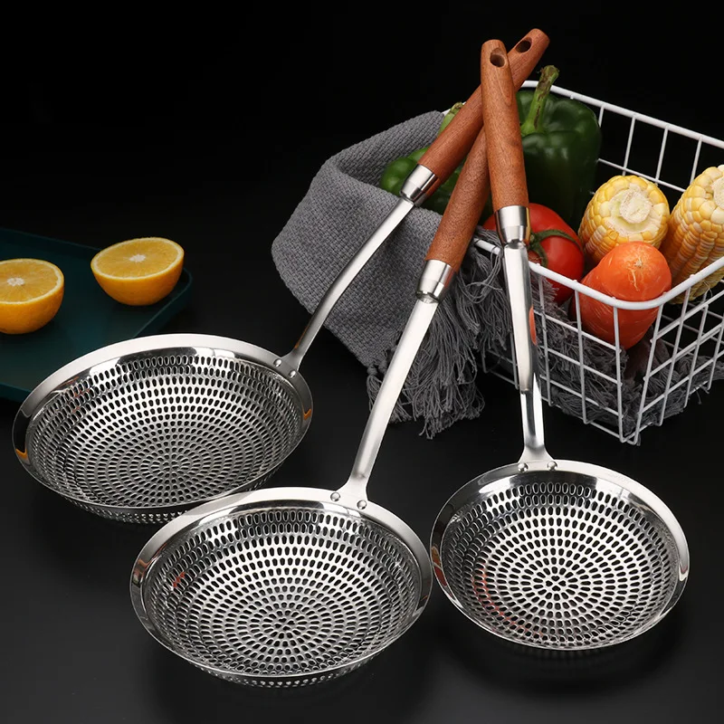 Description Picture 2 of item304 Stainless Steel Large Colander Skimmer Food Cooking Filter Pasta Tools Kitchen Strainer Flour Sieve Kitchenware Accessories