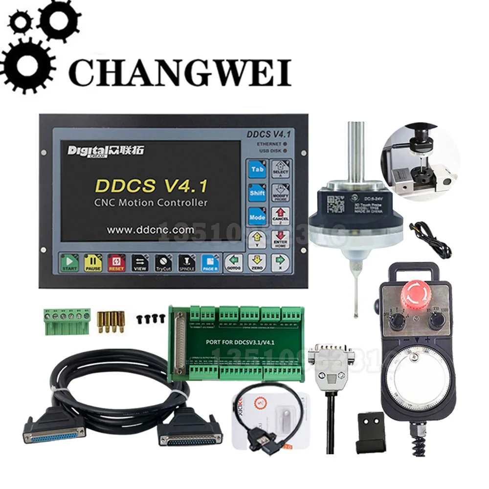 Ddcsv3.1 Aggiornamento Ddcs V4.13/4-Axis Cnc Offline Controller + V5/V6 Anti-Roll 3D Touch Probe Edge Finder Compatibile Con Mach3 + Mpg