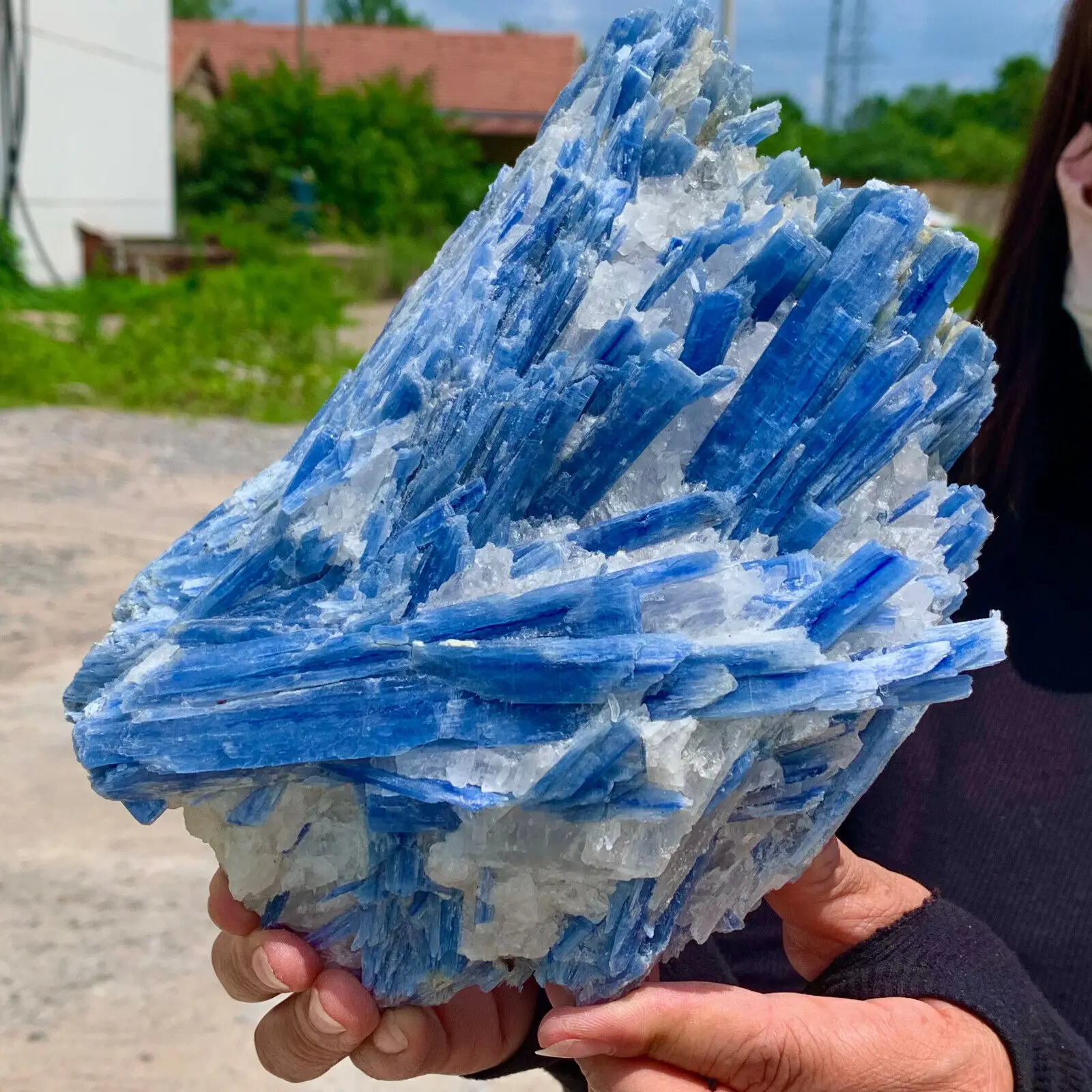 Natural beautiful Blue KYANITE with Quartz Crystal Specimen Rough