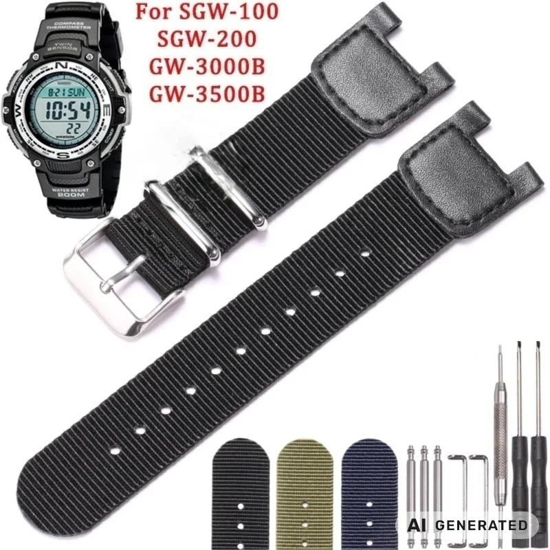 Premium Nylon Leather Watch Strap - Men's Sport Watch Accessory Replacement