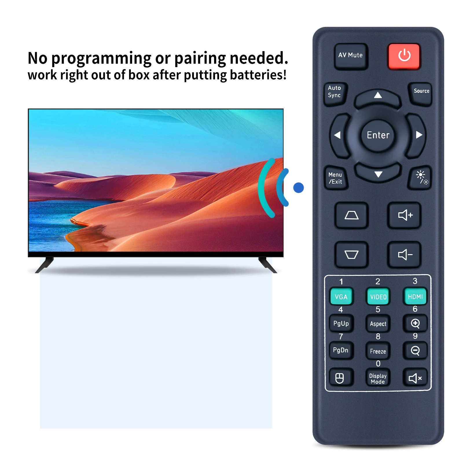 새로운 IR1109R1은 ViewSonic PX704HD LS901-4K LS901HD LS741HD LS740HD LS740W LS710HD LS751HD용 리모컨을 대체합니다.