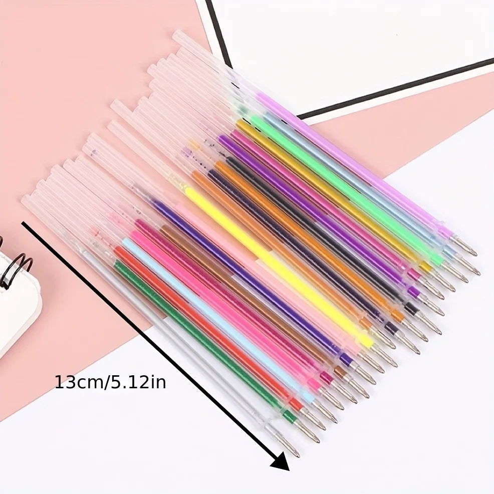 48/100pcs/set Multi-color Gel Pen Refills Painting Drawing Glitter Highlighters Cute Pens Art Markers School Office Supplies 2