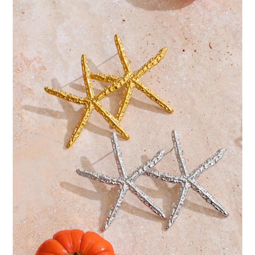 Yhpup Stainless Steel Starfish Stud Earrings for Women