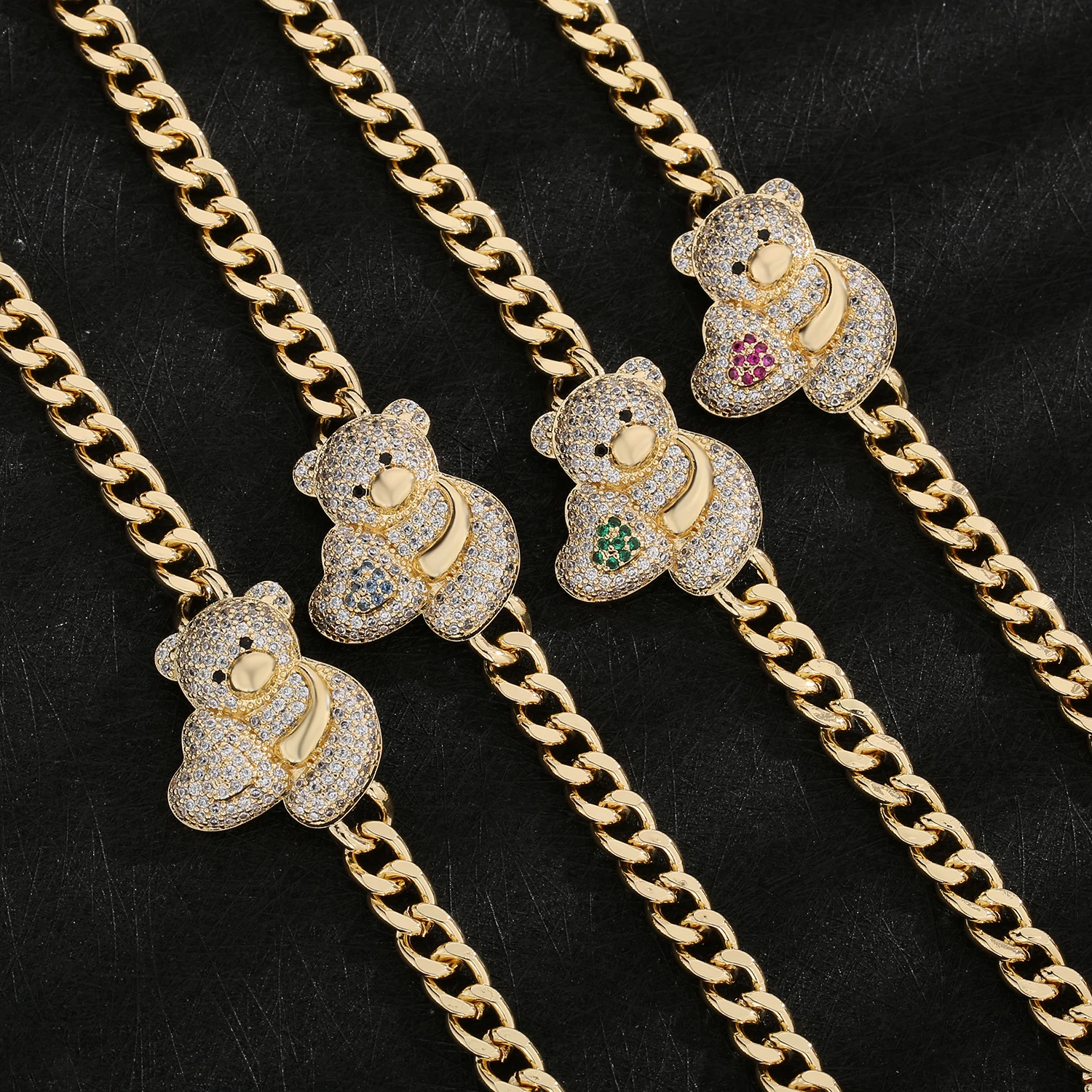 

2024-New Cute Teddy Bear Women's Bracelet Zircon Animal Bracelet Engagement Party Gift Wholesale Party Wear