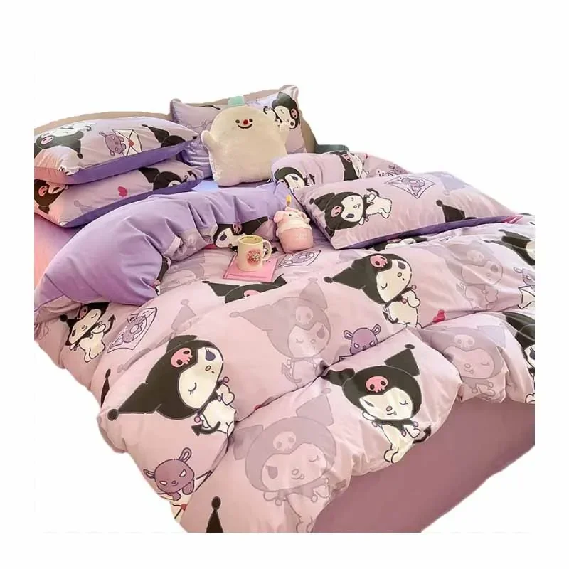 

Sanrioed Kawaii Anime Cartoon series Cotton Quilt Cover Dormitory Bed Sheet Bed Cover